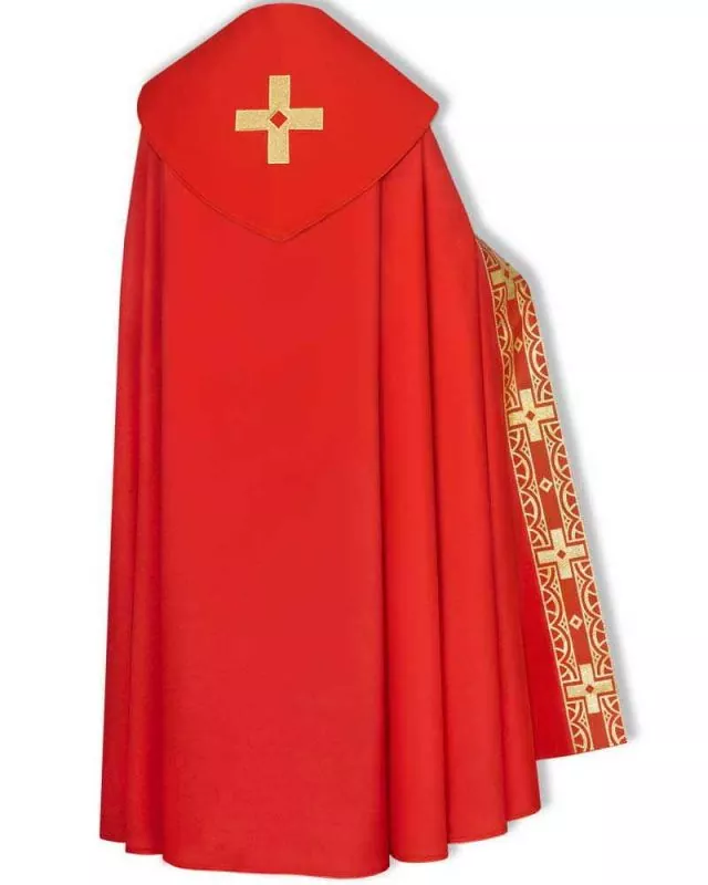 Nikolaus - Rauchmantel rot mit schlichtem Kreuzdekor