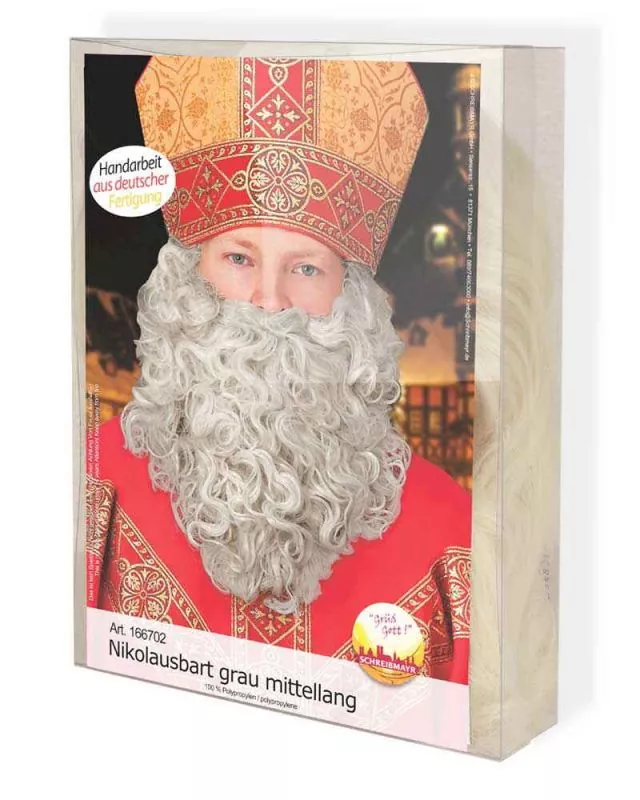 Nikolaus - Bart mittel, grau, aus deutscher Fertigung