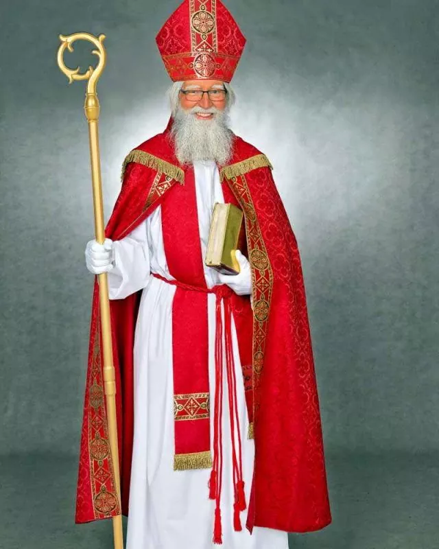 Nikolausgewand mit Stola Damast rot Nikolausmantel