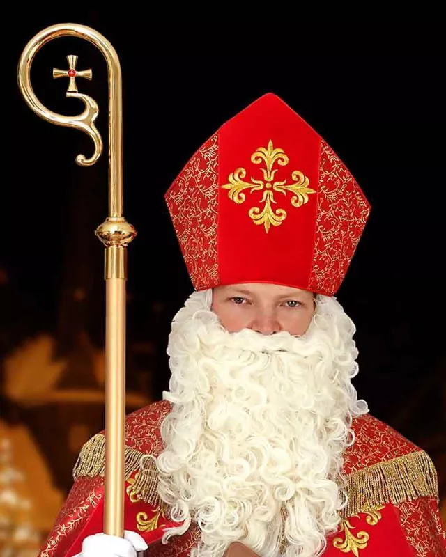 Mitra für Nikolaus Brokat Samt rot, gold bestickt Gr. 57 - 64