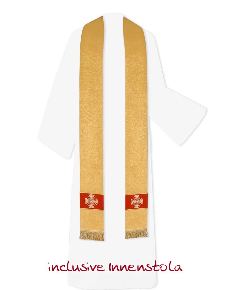Nikolausmantel gold & rot Kreuzsymbol & Olivenzweig