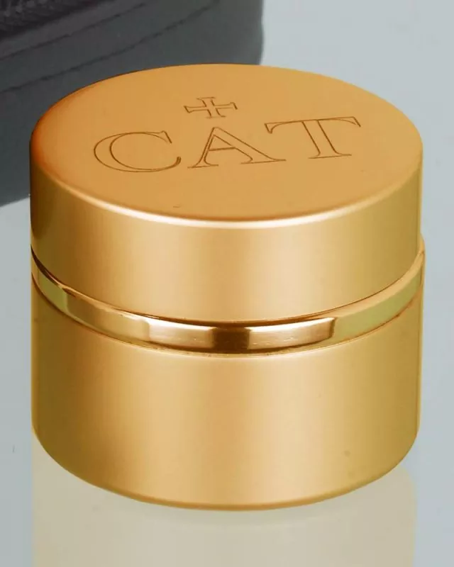 Ölgefäße CHR. & CAT. Aluminium gold, im Etui