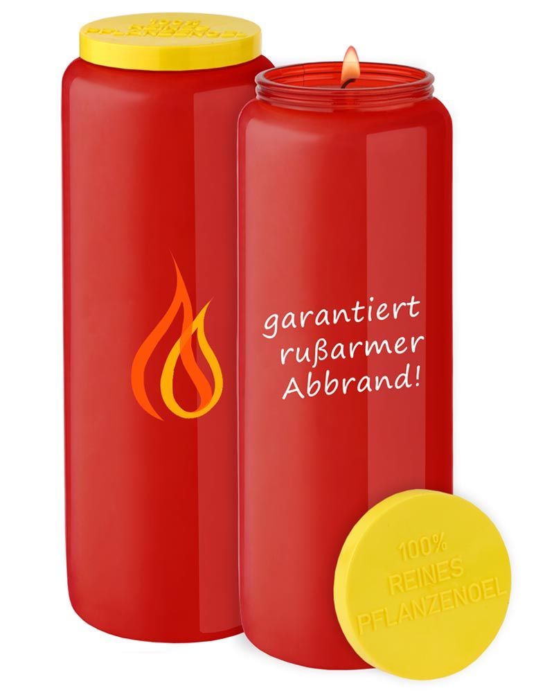 20 Ewiglichtölkerzen 9 Tage Brenner 100% Pflanzenöl rot