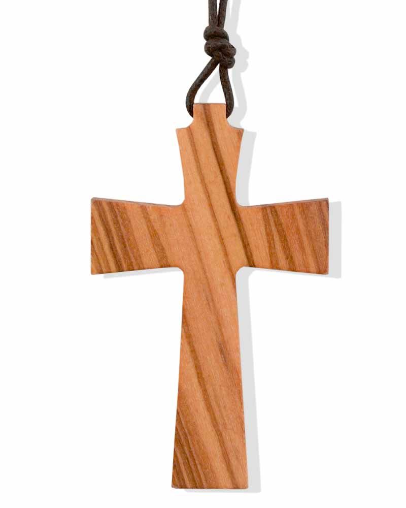 Kreuz schlicht aus Olivenholz 5,5 x 3,5 cm mit Kordel