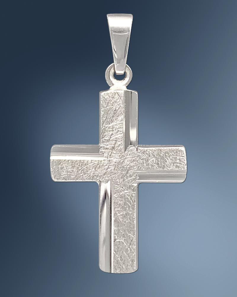 Kreuz Anhänger matt strukturiert 15 x 20 mm 925 Silber
