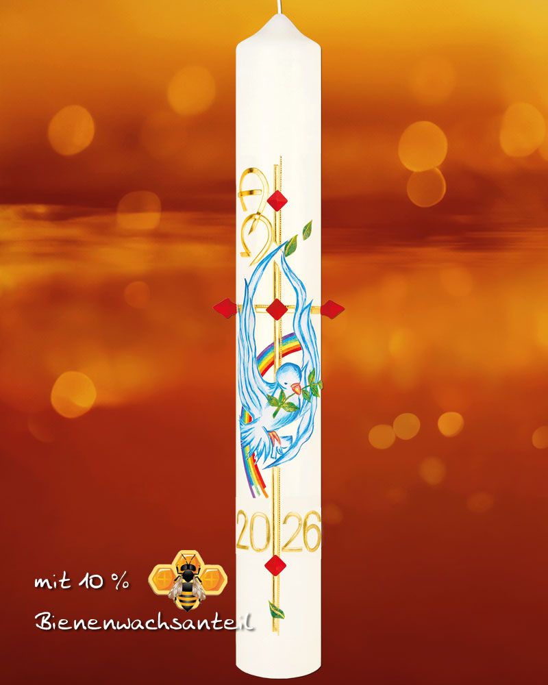 Osterkerze Frohe Botschaft 600 x 80 mm, mit Nägeln