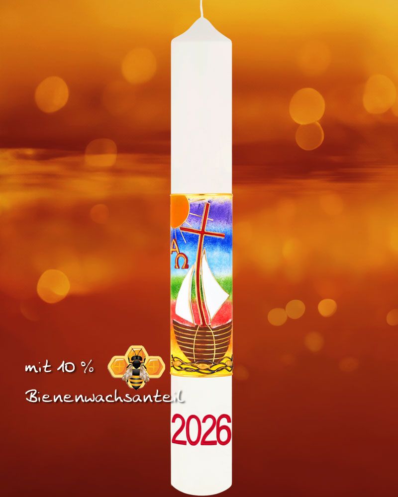 Osterkerze 600 x 80 mm RAL Schiff der Gemeinschaft