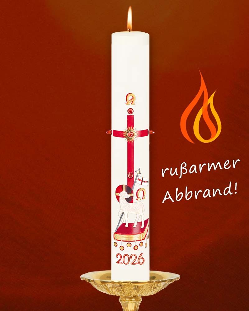 Osterkerze 800 x 80 mm RAL Agnus Dei A + O mit Nägeln