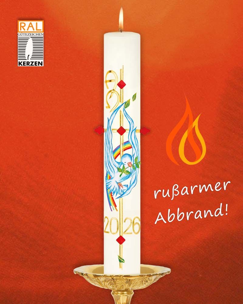 Osterkerze 800 x 80 mm "Frohe Botschaft" A + O