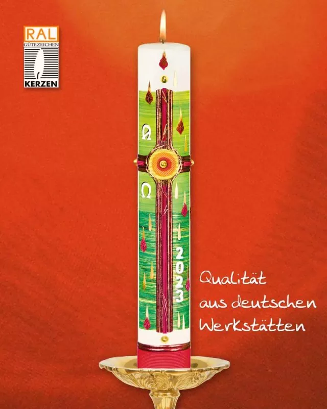 Osterkerze 800 x 80 mm Kreuz der Hoffnung