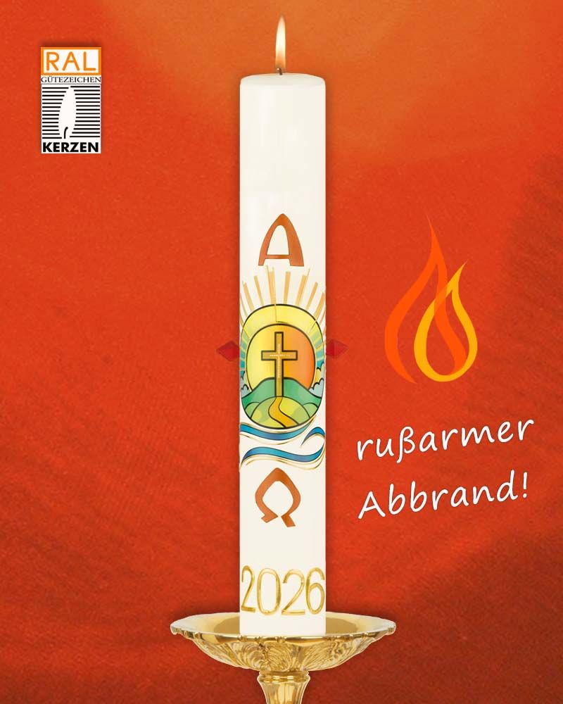 Osterkerze 800 x 80 mm A+O "Ich bin der Weg" 2025