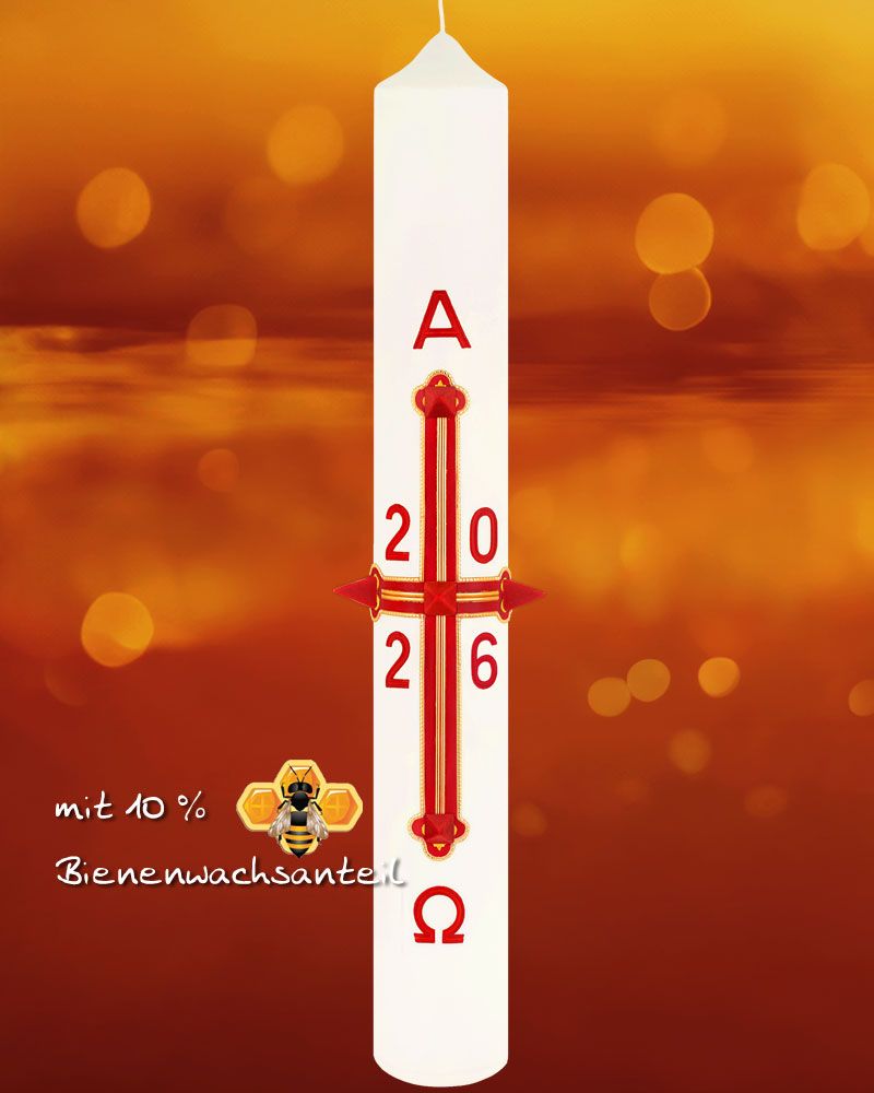 Osterkerze 600 x 80 mm RAL Kreuz klassik, mit Nägel