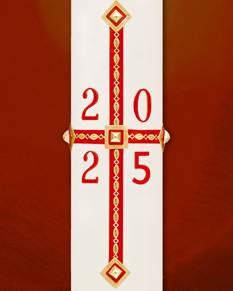 Osterkerze 600 x 80 mm klassisch mit Kreuz & Nägel