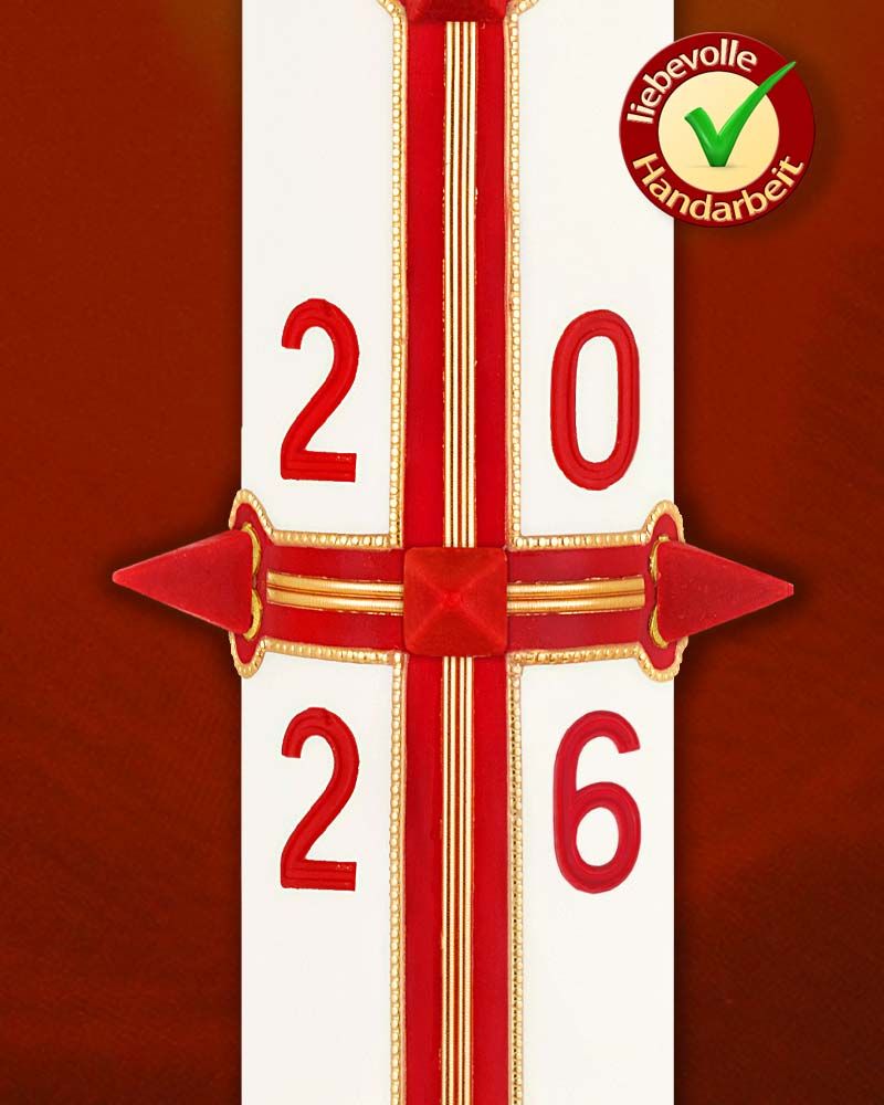 Osterkerze 800 x 80 mm, Klassik, Kreuz mit 2026