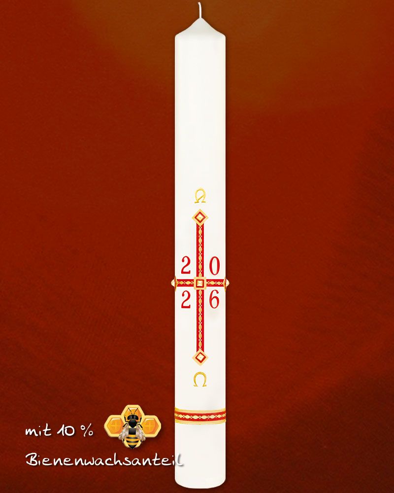 Osterkerze 800 x 80 mm klassisch Kreuz und Nägel