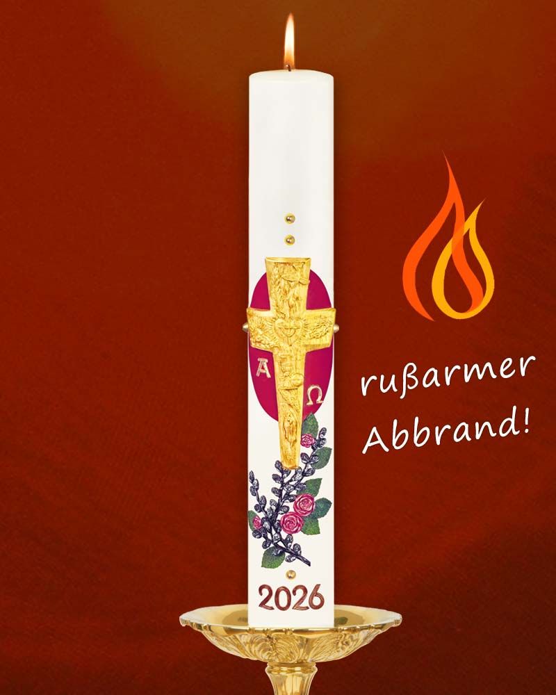 Osterkerze 600 x 80 mm Kreuz & Rosen PREISTIPP!