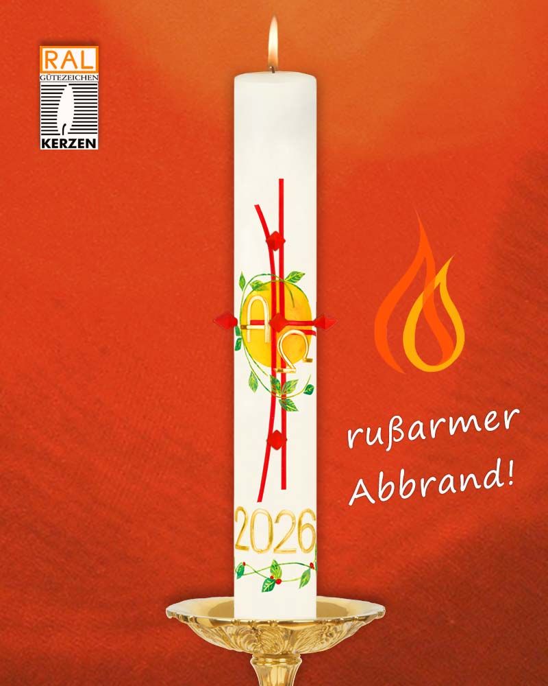 Osterkerze "Rankenkreuz"  mit Nägeln 800 x 80 mm