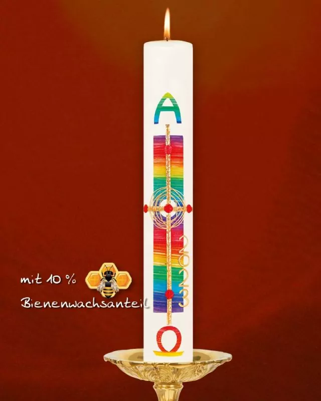 Osterkerze 800 x 80 mm Regenbogen A+O 2023 Osterkerze 800 x 80 mm Regenbogen A+O 2023