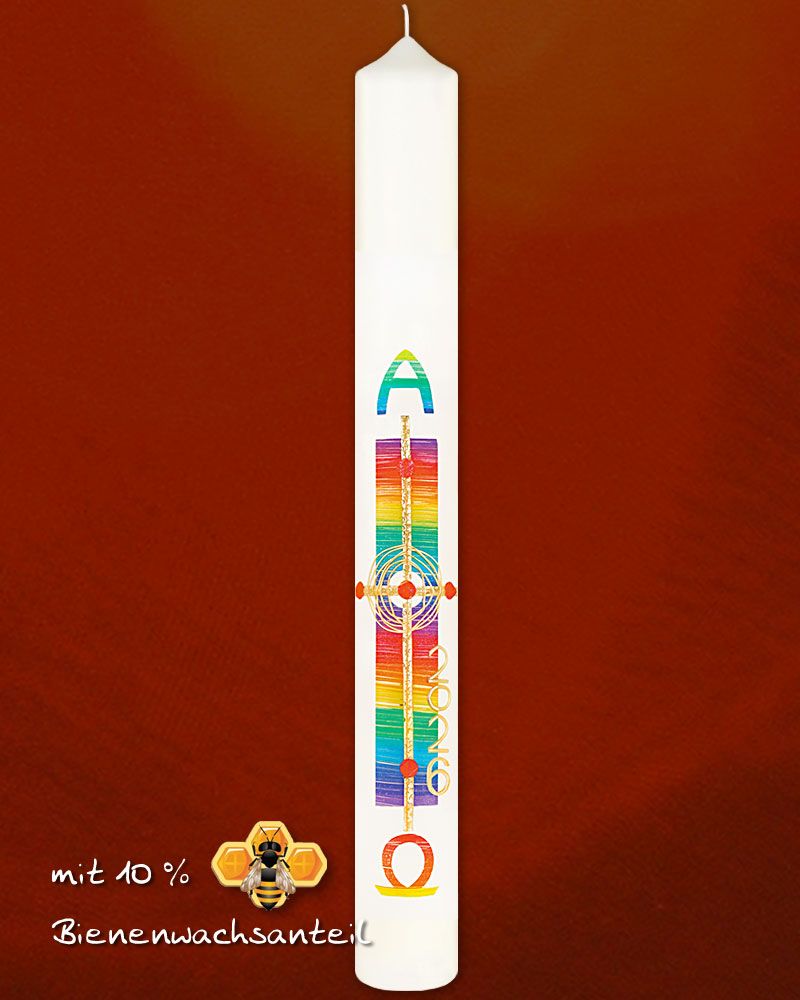 Osterkerze 800 x 80 mm 2024 Regenbogen A+O