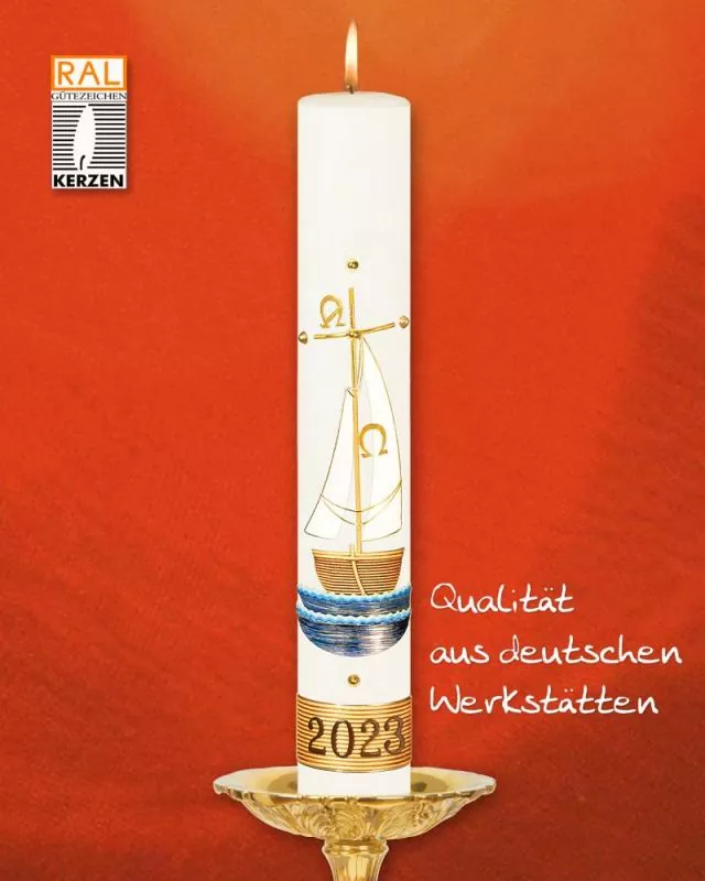 Osterkerze 800 x 80 mm RAL Schiff der Gemeinschaft Osterkerze 800 x 80 mm RAL Schiff der Gemeinschaft