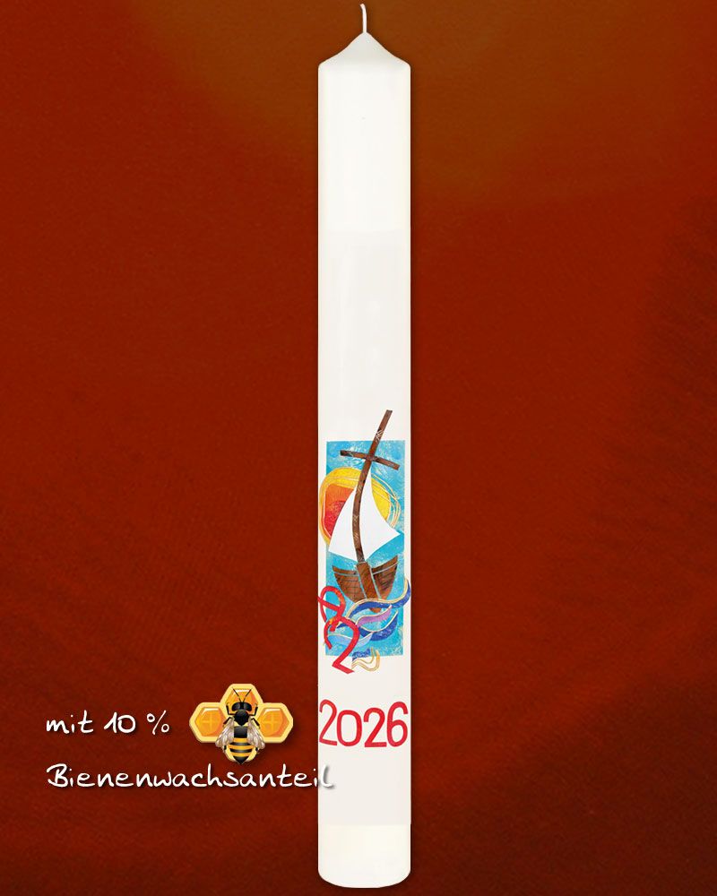 Osterkerze 600 x 70 mm "Schiff der Gemeinschaft"