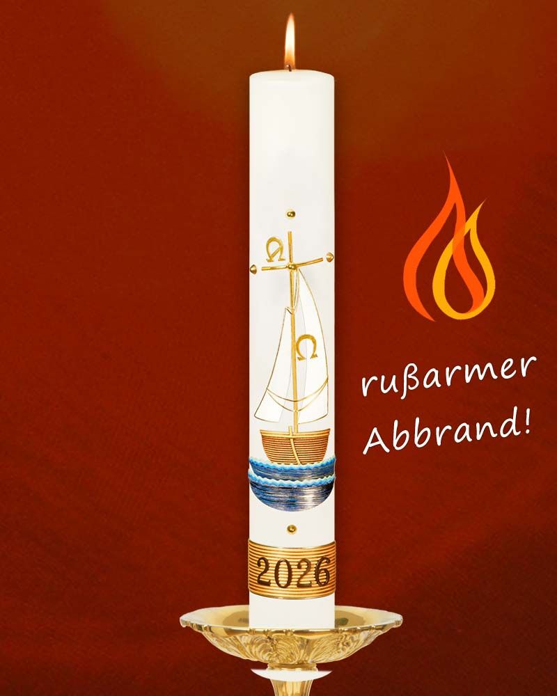 Osterkerze 600 x 80 mm RAL Schiff der Gemeinschaft