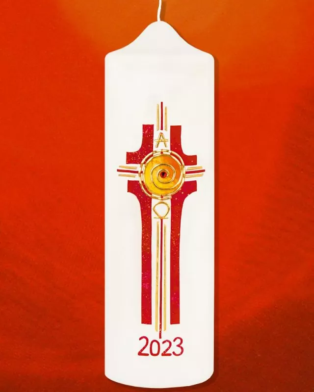 Osterkerze 225 x 70 mm RAL Kreuz der Unendlichkeit Osterkerze 225 x 70 mm RAL Kreuz der Unendlichkeit