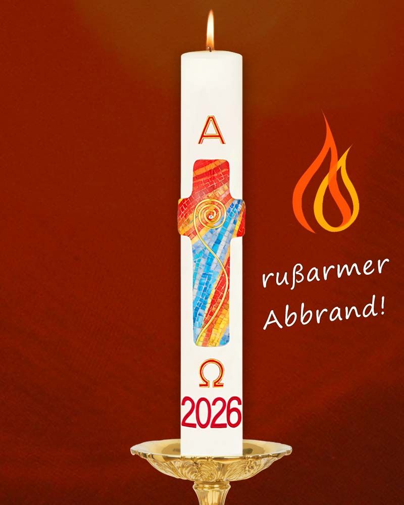 Osterkerze 800 x 80 mm Kreuzdekor Quell des Lebens