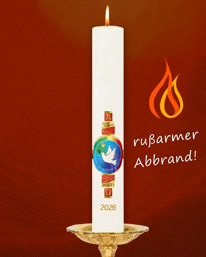 Osterkerze 600 x 80 mm Weltfrieden mit Taube