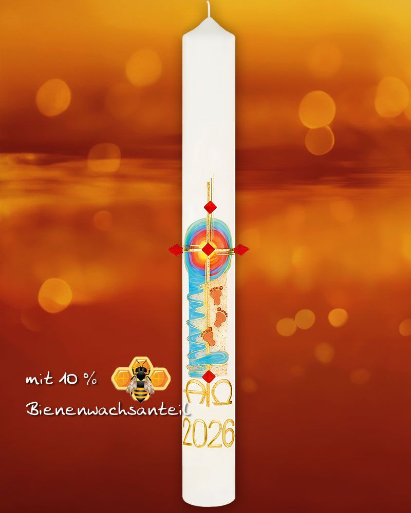 Osterkerze 1000 x 90 mm "Spuren im Sand" 2024