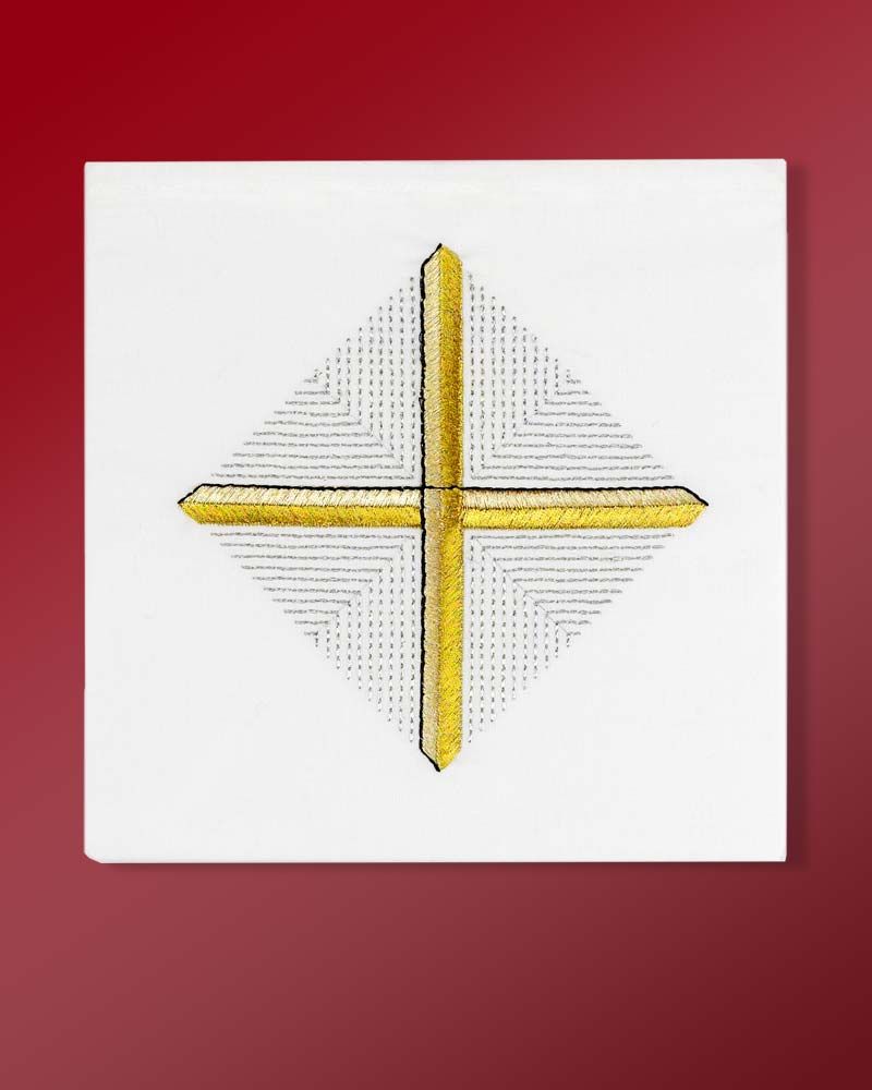 Kelchgarnitur weiß 4-teilig goldenes Kreuz gestickt