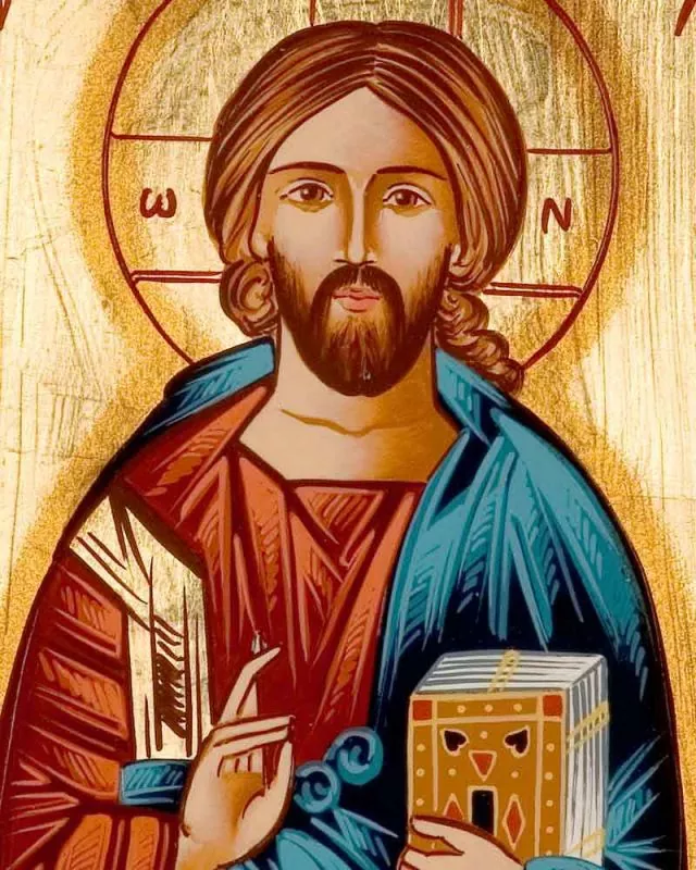 Ikone Christus Pantokrator handgemalt 18 x 22 cm im Etui