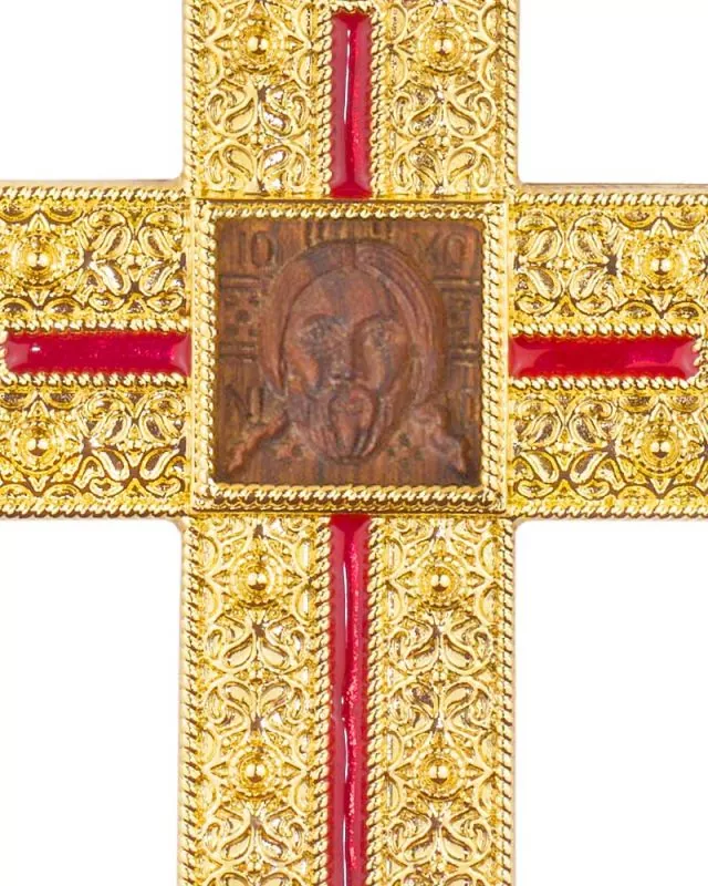 Bischofskreuz 135 x 80 mm vergoldet, mit Kette, im Etui