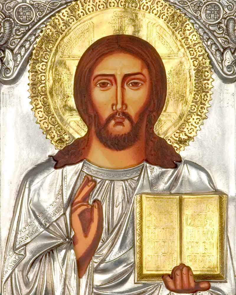 Ikone Pantokrator 31 x 27 cm  Metalloklad
