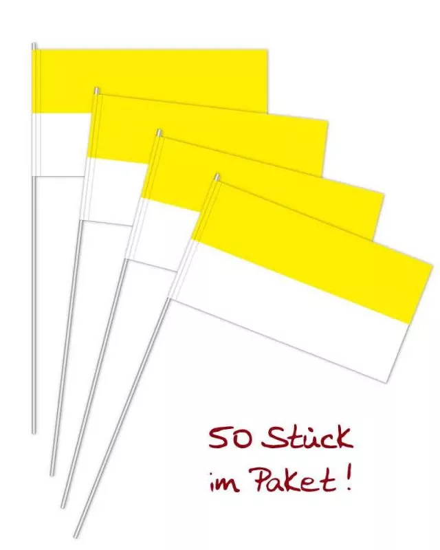 Papierfähnchen 50 Stück zweifarbig gelb & weiß
