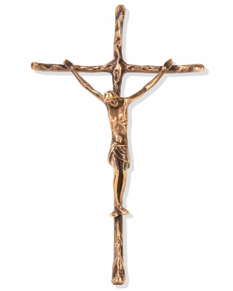 Papstkreuz Bronze patiniert mit Korpus 20 x 27 cm