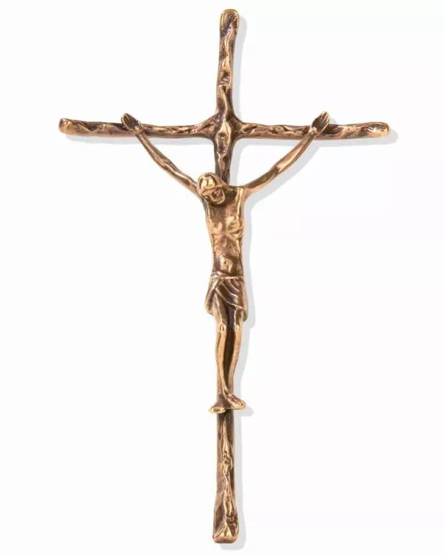 Papstkreuz Bronze patiniert mit Korpus 20 x 27 cm