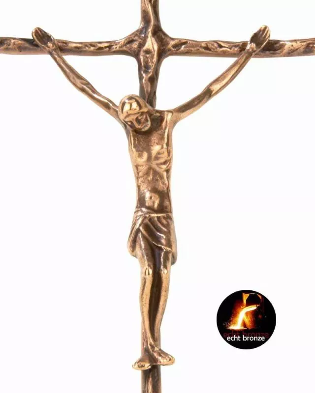 Papstkreuz Bronze patiniert mit Korpus 20 x 27 cm