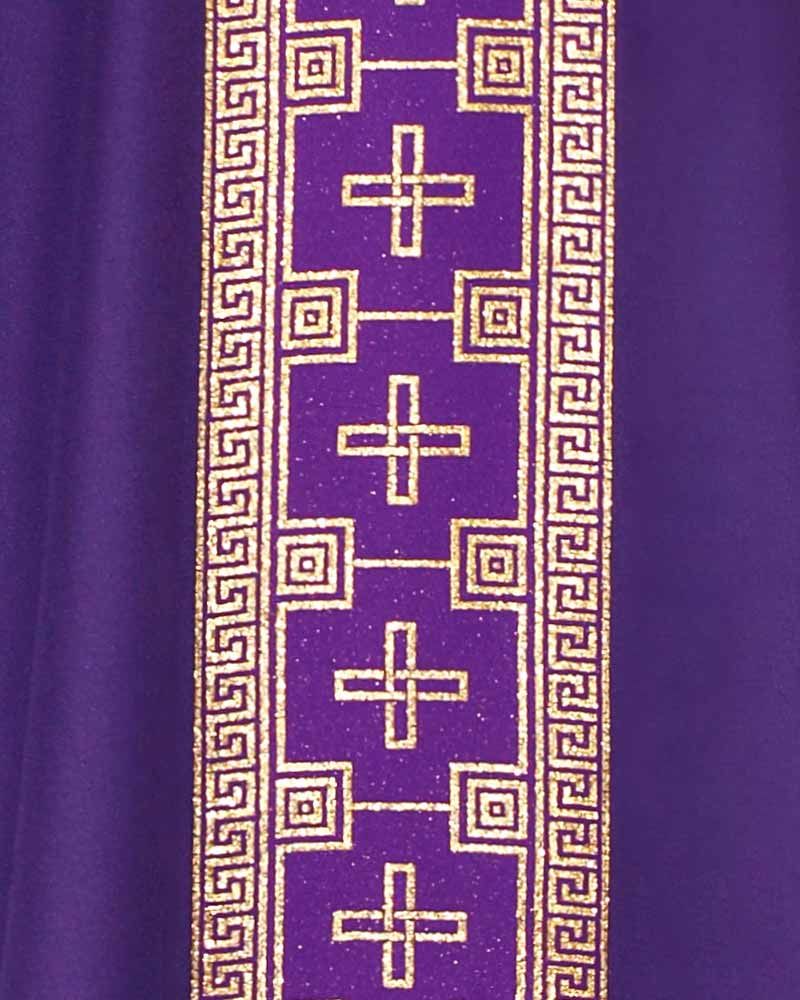 Kasel mit Kragen & Stola violett mit Kreuzbordüre