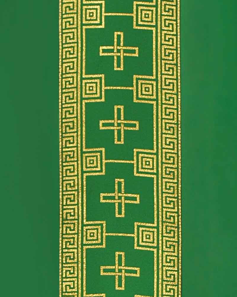 Kasel grün mit Kreuzbordüre Kragen und Innenstola