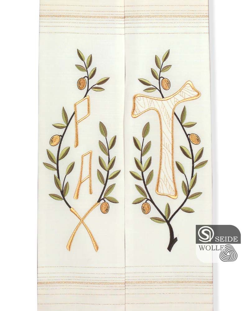 Langstola Franziskus 140 cm Stickerei Tau & Olivenzweige