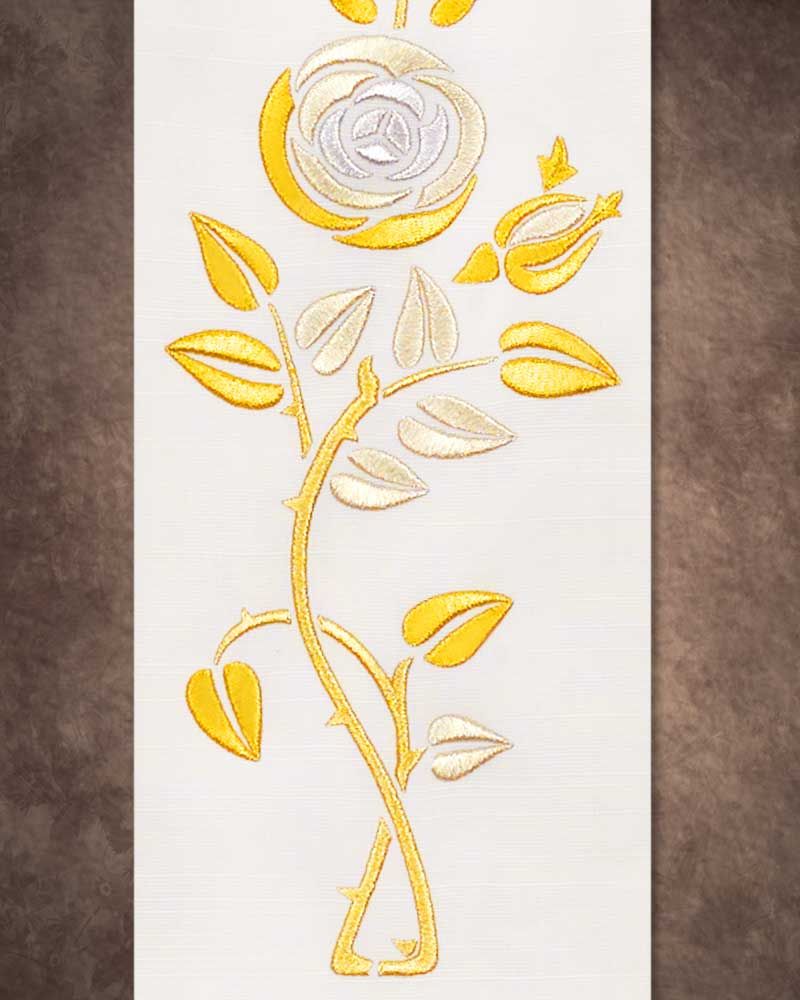 Marienstola weiß 140 cm Mariensymbol und Rose gold