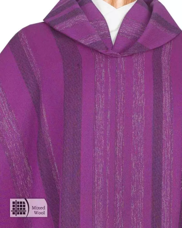 Messgewand violett im Streifendesign gefüttert