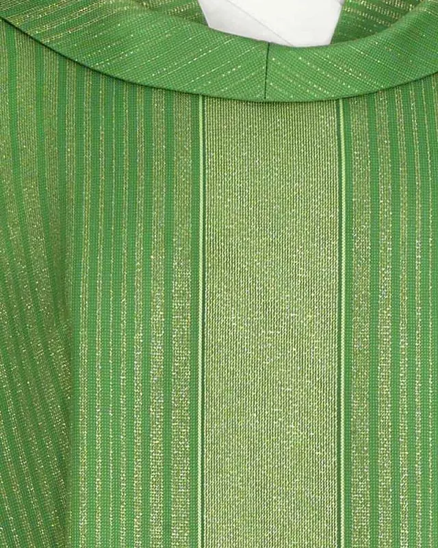 Kasel mit Kragen grün gestreift Wolle & Seide