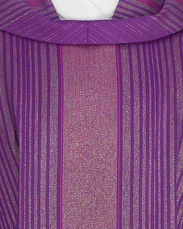 Kasel mit Kragen, violett gestreift Wolle & Seide