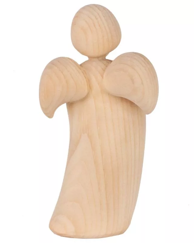 Engel Figur mit Posaune, 9 cm Zirbenholz natur