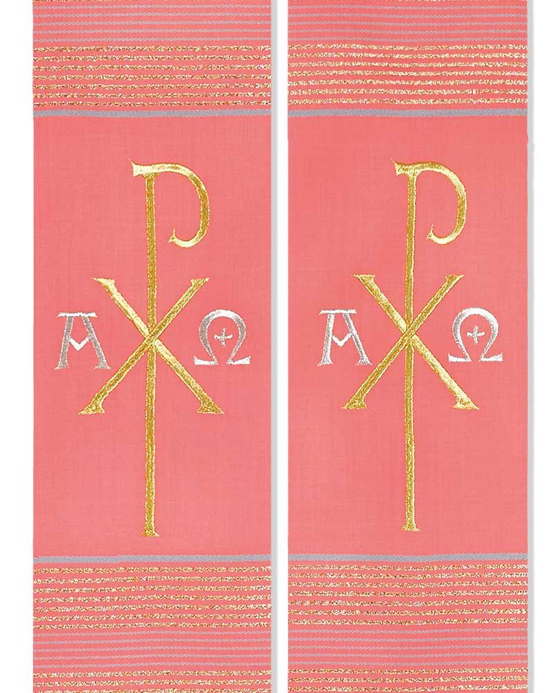 Stola Pax und A+O gestickt rosa mit Streifeneinwebe