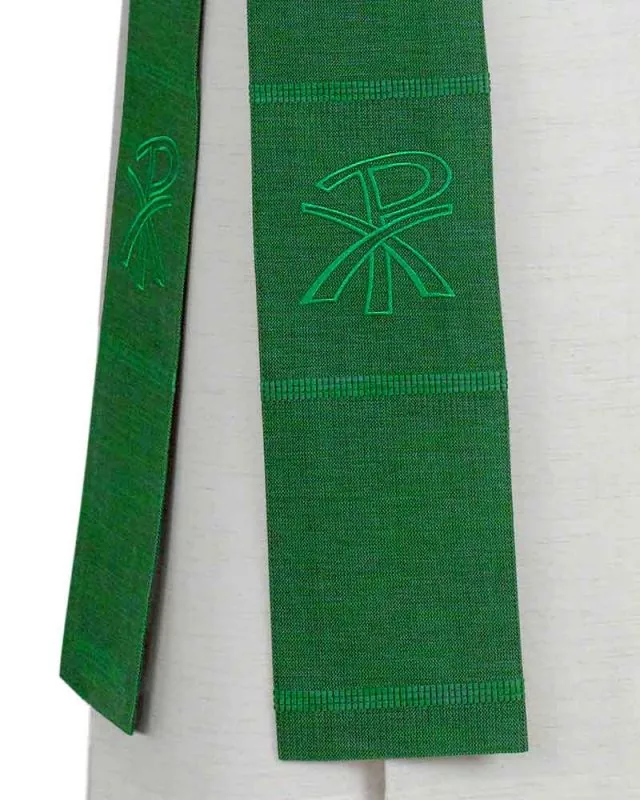 Diakonstola grün mit gesticktem Pax-Symbol