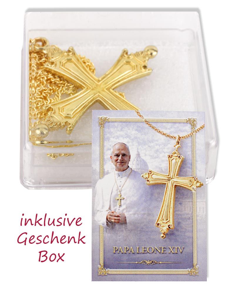 Pektorale Papst Leo XIV  7,8 x 6,5 cm mit Kette 60 cm