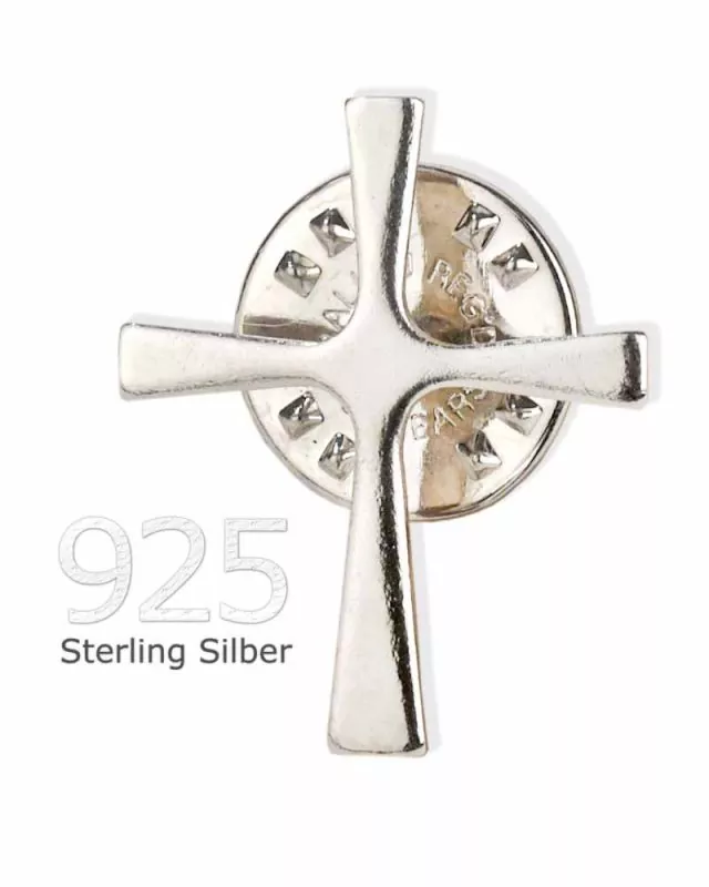 Anstecknadel Kreuz 925 Sterling Silber, mit Verschluß